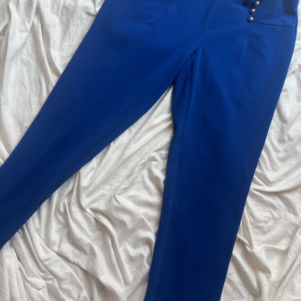 Stylish Blue Pants with Button Detail